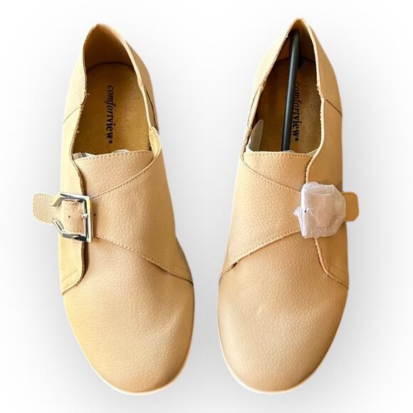 Comfortview Noemi Beige Faux Nubuck Comfort Slip-on Monk Strap Loafer Size 9.5WW - Picture 2 of 15
